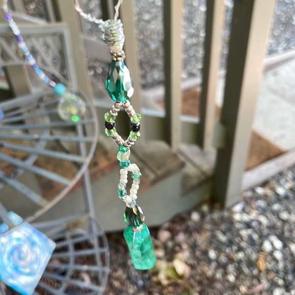 Handmade Artisan Beaded Suncatcher w New & Upcycled Beads & Crystals - Picture 7 of 8